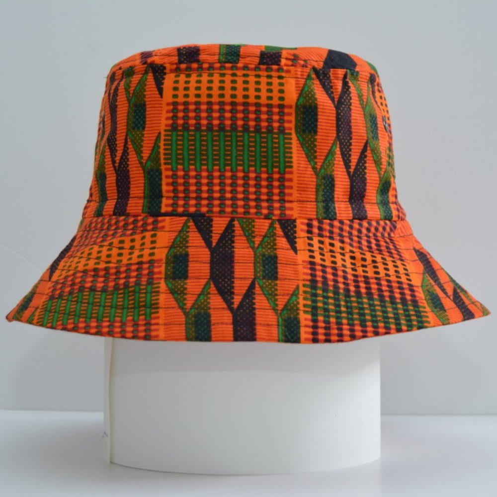 African Kente Print Bucket Hat Unisex Women Men
